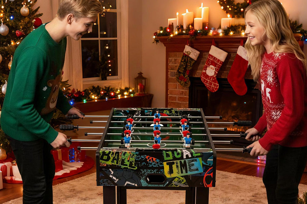 37 Inch Mini Foosball Table 2-in-1 Game Table with Detachable Legs for Tabletop-Black